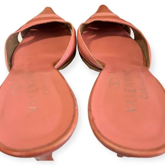 Valentino Embossed Leather Kitten Heels Mule Slides Pink Rose Size 37.5 / US 7.5 - Picture 10 of 15